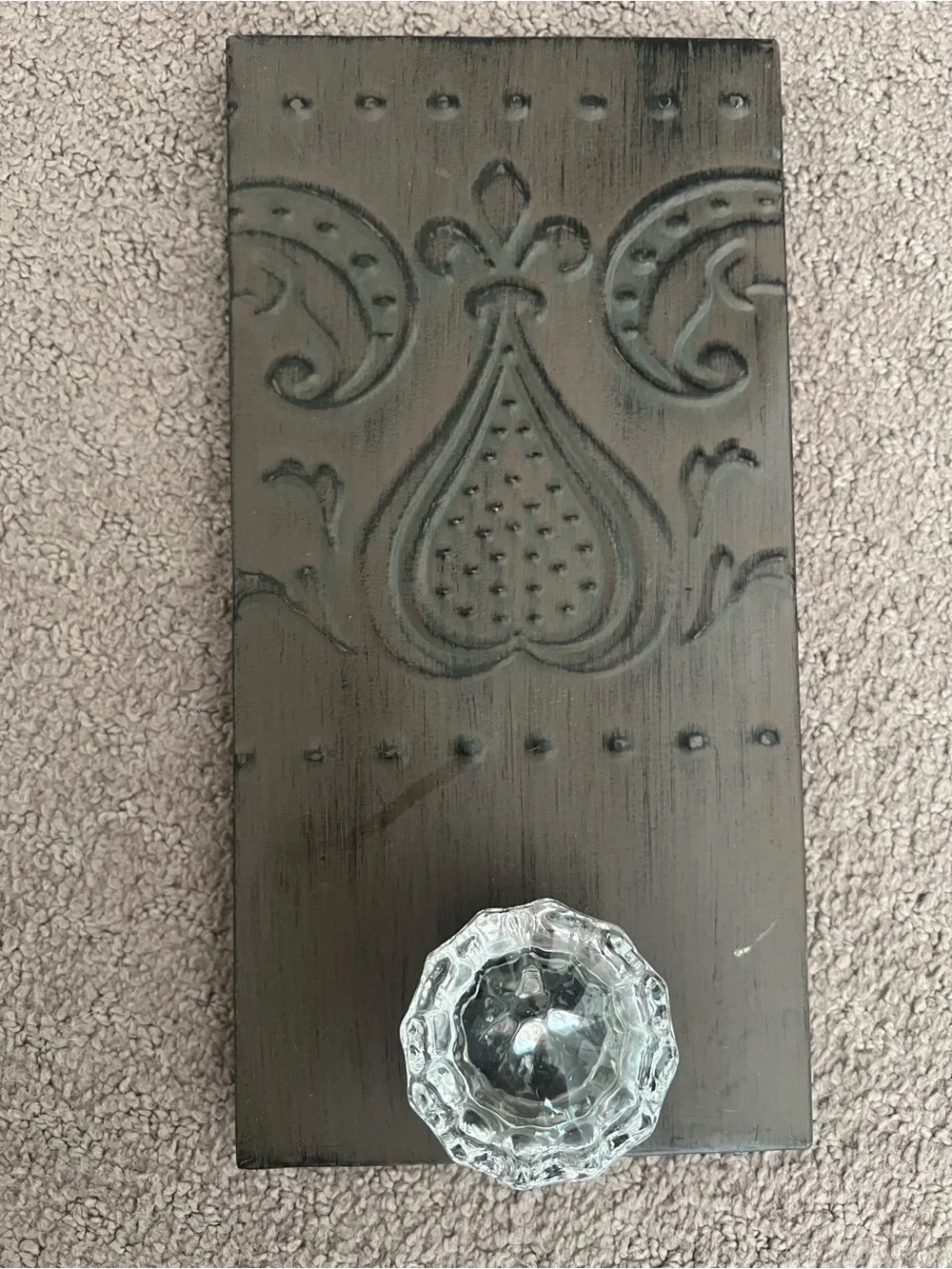 Metal wall hooks with glass like door knob handle